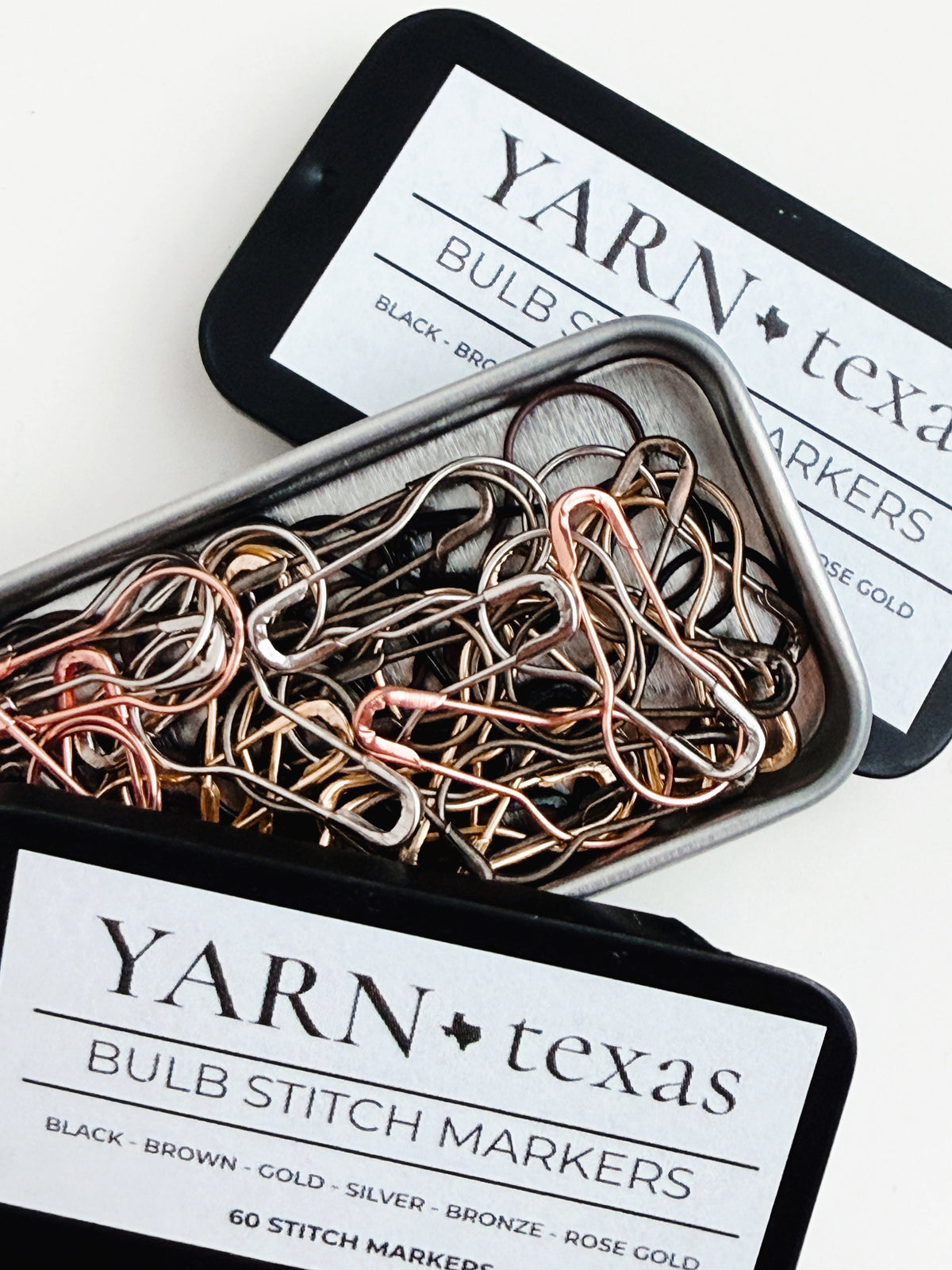 60-Piece Metal Bulb Stitch Markers for Knitting | Neutral Mix